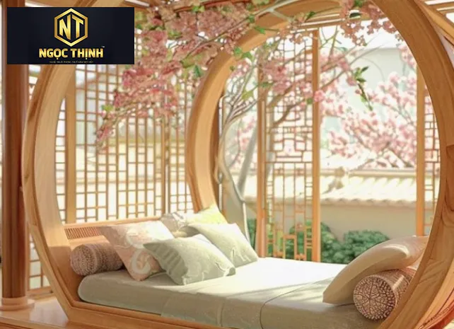 GIƯỜNG NGỦ GỖ THIẾT KẾ VÒM NHẬT BẢN - GNG06